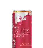 A chilled half can of Red Bull Red Edition