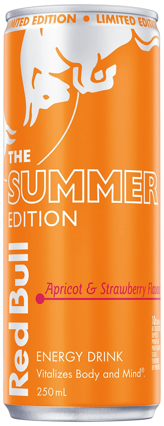 A half can of Red Bull Summer Edition Apricot & Strawberry Flavour