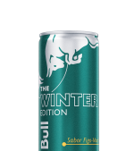 A half can of Red Bull Winter Edition Fig Apple