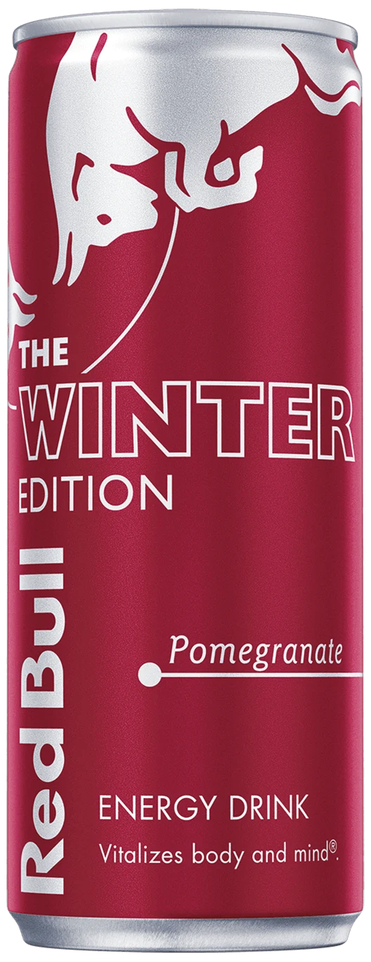 A can of Red Bull Winter Edition 2022 Pomegranate 