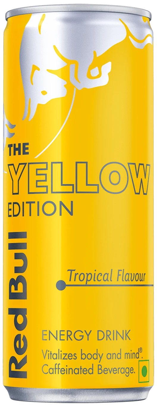 A can of Red Bull Yellow Edition