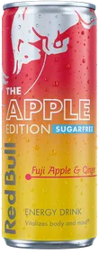 A full chilled can of Red Bull Apple Edition Sugarfree