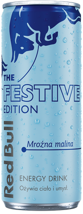 Image of a chilled can of Red Bull Festive Edition