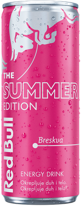 A full chilled can of Red Bull Summer Edition