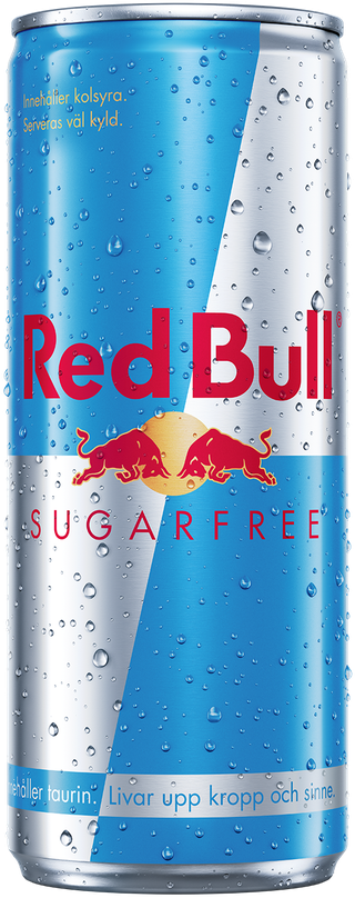 A full chilled can of Red Bull Sugarfree