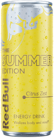 A full chilled can of Red Bull Summer Edition