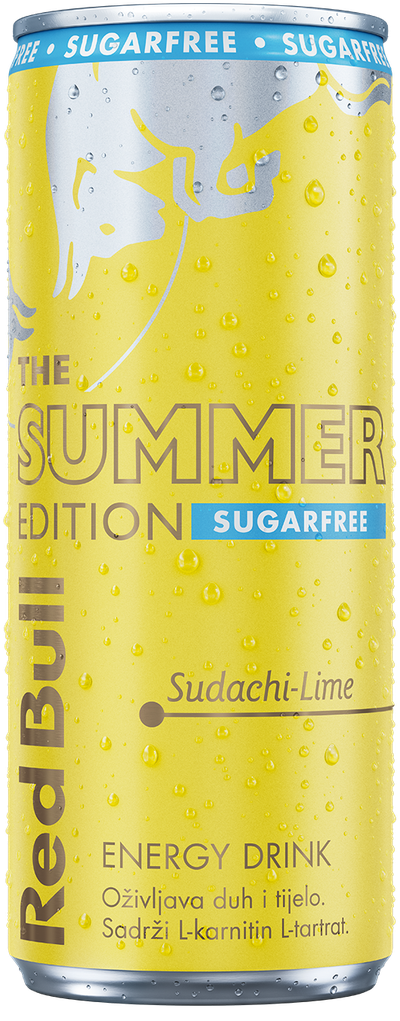 A full chilled can of Red Bull Summer Edition Sugarfree