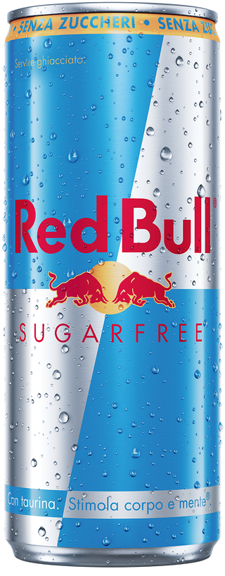 A full chilled can of Red Bull Sugarfree