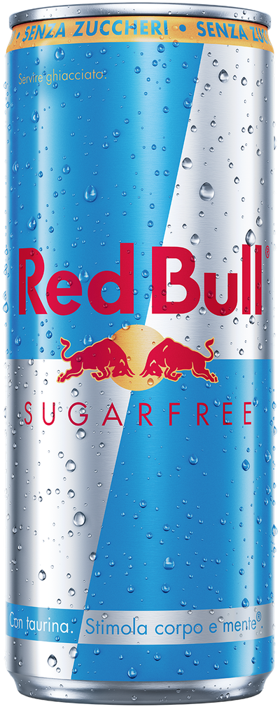 A full chilled can of Red Bull Sugarfree