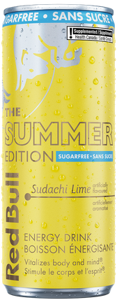 A full chilled can of Red Bull Summer Edition Sugarfree