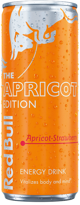 A full chilled can of Red Bull Apricot Edition