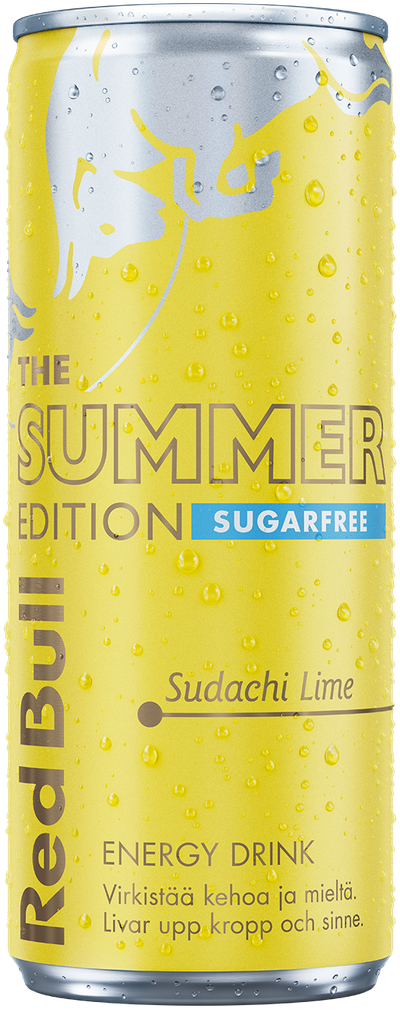 A full chilled can of Red Bull Summer Edition Sugarfree