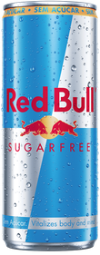A full chilled can of Red Bull Sugarfree