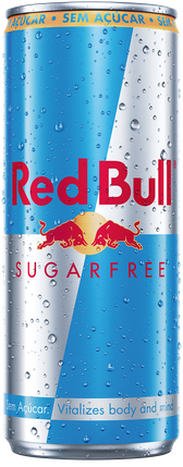 A full chilled can of Red Bull Sugarfree
