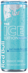 A full chilled can of Red Bull Ice Edition Sugarfree