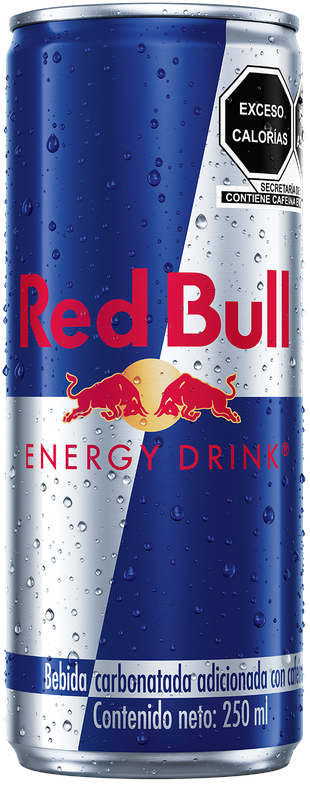 A full chilled can of Red Bull Energy Drink