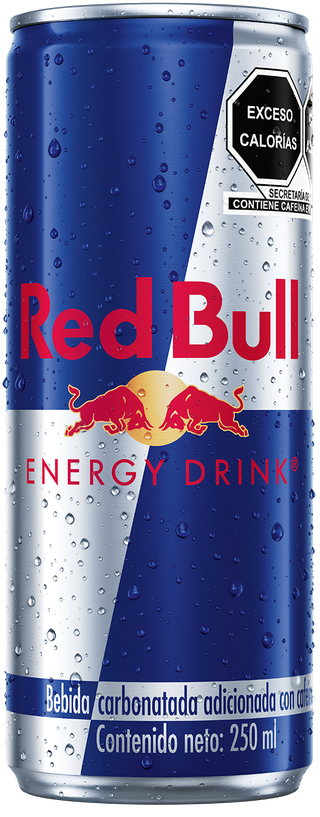 A full chilled can of Red Bull Energy Drink