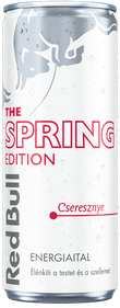 Image of a chilled can of Red Bull Spring Edition