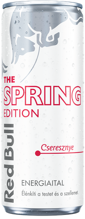 Image of a chilled can of Red Bull Spring Edition