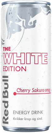 A full chilled can of Red Bull White Edition