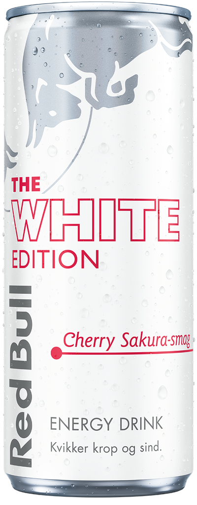 A full chilled can of Red Bull White Edition