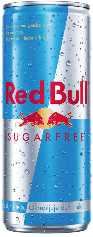 A full chilled can of Red Bull Sugarfree