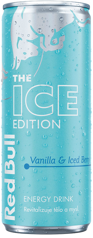 A full chilled can of Red Bull Ice Edition