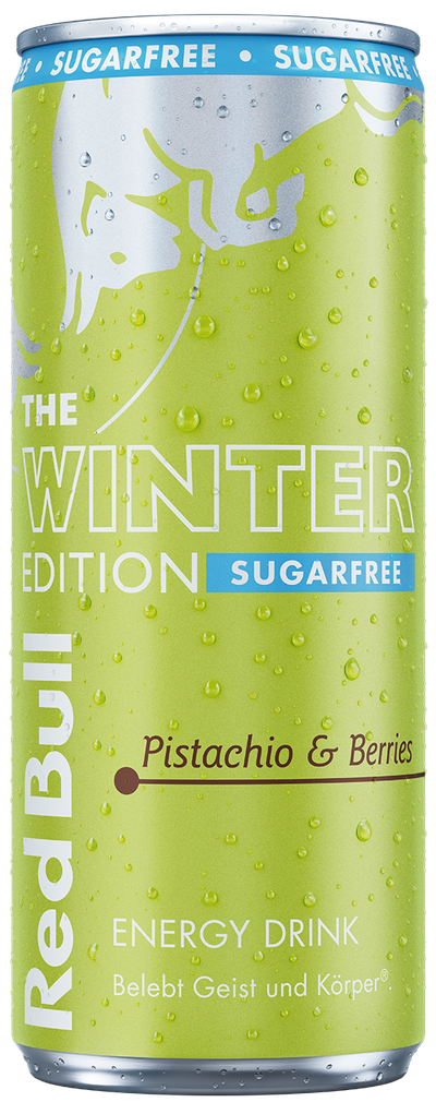 A full chilled can of Red Bull Winter Edition Sugarfree