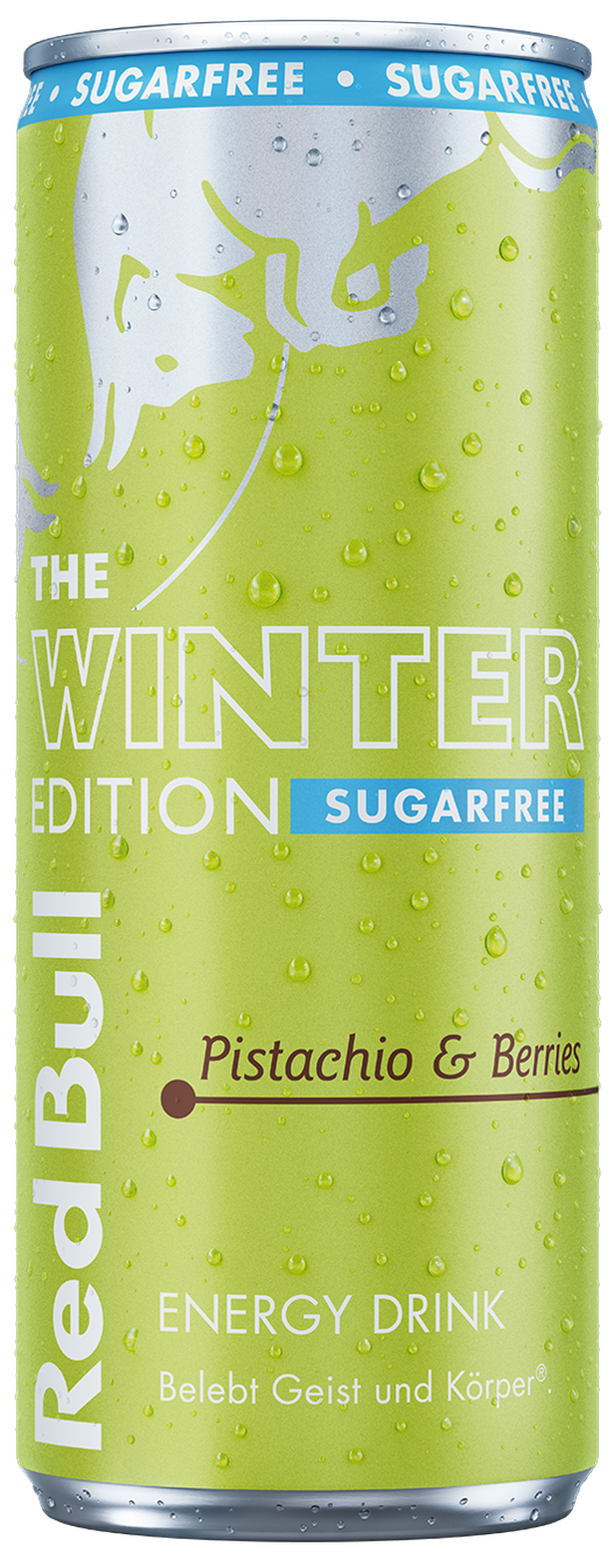 A full chilled can of Red Bull Winter Edition Sugarfree