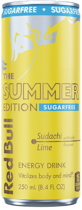 A full chilled can of Red Bull Summer Edition Sugarfree