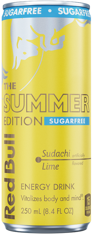 A full chilled can of Red Bull Summer Edition Sugarfree