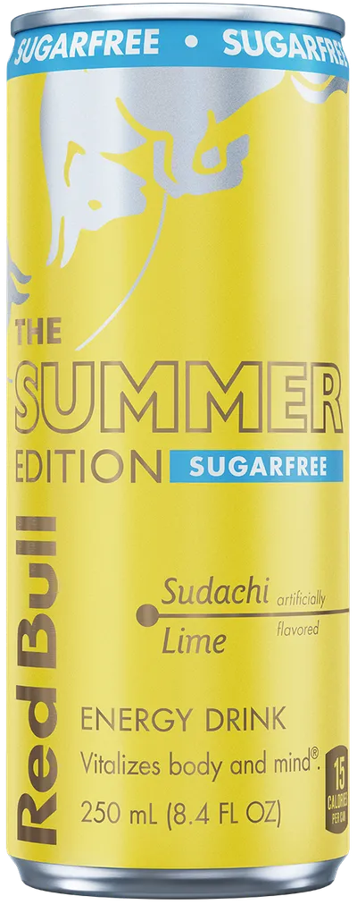 A full chilled can of Red Bull Summer Edition Sugarfree