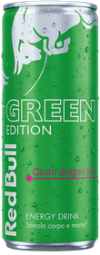 A full chilled can of Red Bull Green Edition