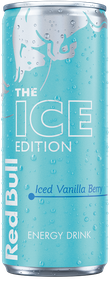 A full chilled can of Red Bull Ice Edition