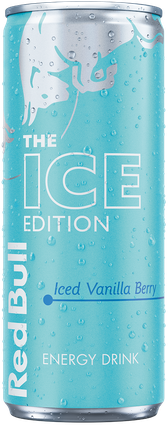 A full chilled can of Red Bull Ice Edition