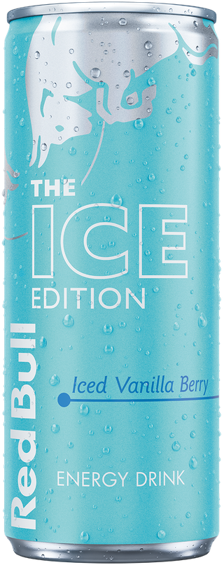 A full chilled can of Red Bull Ice Edition