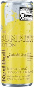 A full chilled can of Red Bull Summer Edition