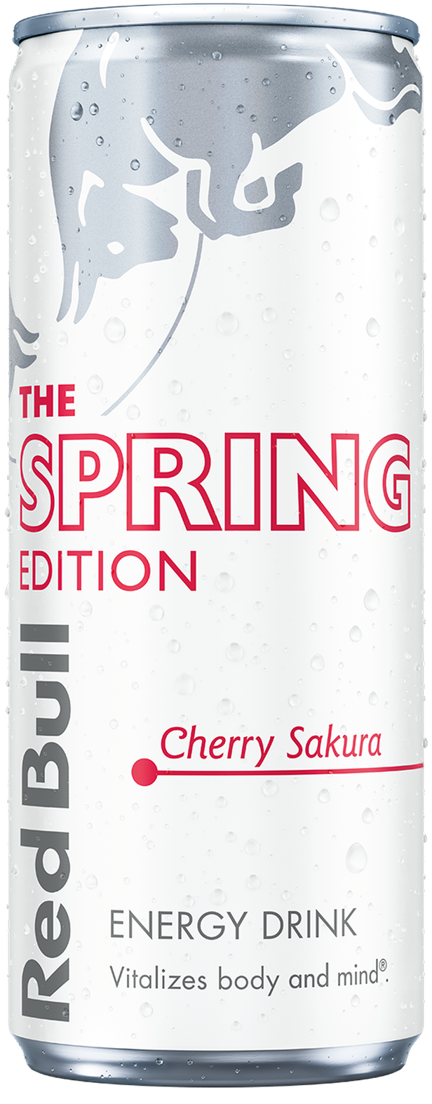 A full chilled can of Red Bull Spring Edition