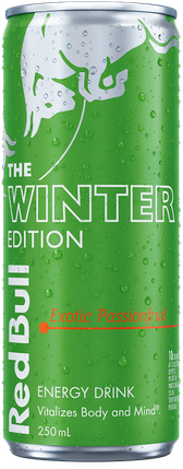 A full chilled can of Red Bull Winter Edition