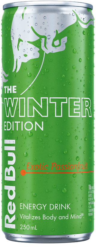A full chilled can of Red Bull Winter Edition
