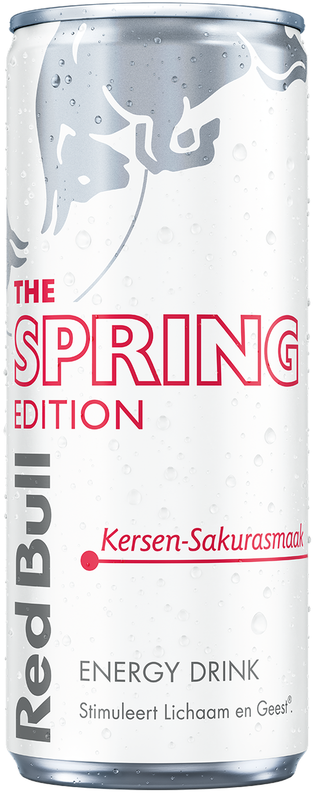 A full chilled can of Red Bull Spring Edition