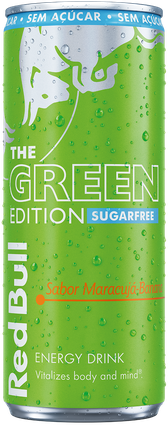 A full chilled can of Red Bull Green Edition Sugarfree