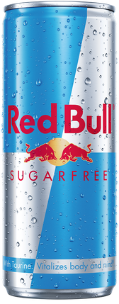 A full chilled can of Red Bull Sugarfree