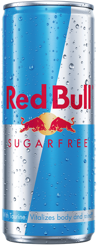 A full chilled can of Red Bull Sugarfree