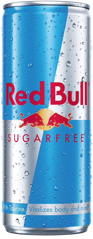 A full chilled can of Red Bull Sugarfree