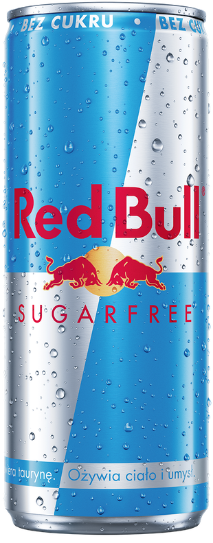 A full chilled can of Red Bull Sugarfree