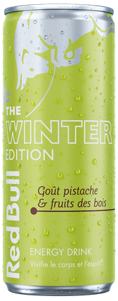 A full chilled can of Red Bull Winter Edition
