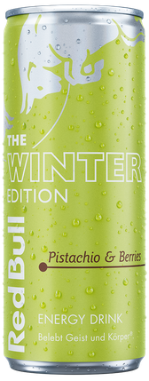 A full chilled can of Red Bull Winter Edition