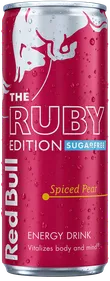 A full chilled can of Red Bull Ruby Edition Sugarfree