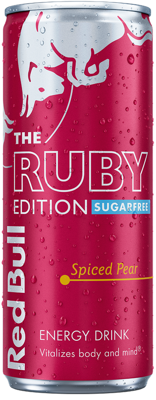 A full chilled can of Red Bull Ruby Edition Sugarfree